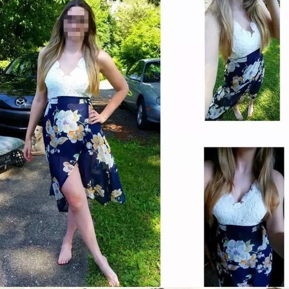 💥HP💥 Sexy Lace long Flower Print Dress - Picture 7 of 8